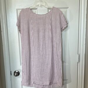 Madewell Lavender and White Striped Short-Sleeve Dress